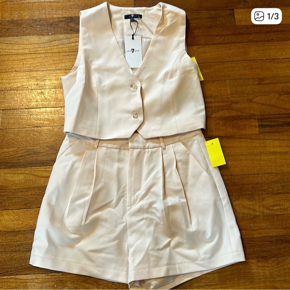 Elegant Cream Women's Vest and Shorts Set
